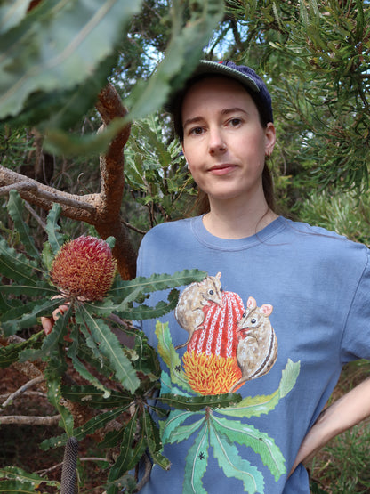 Honey Possum Tshirt (Blue Jean) ~ PREORDER