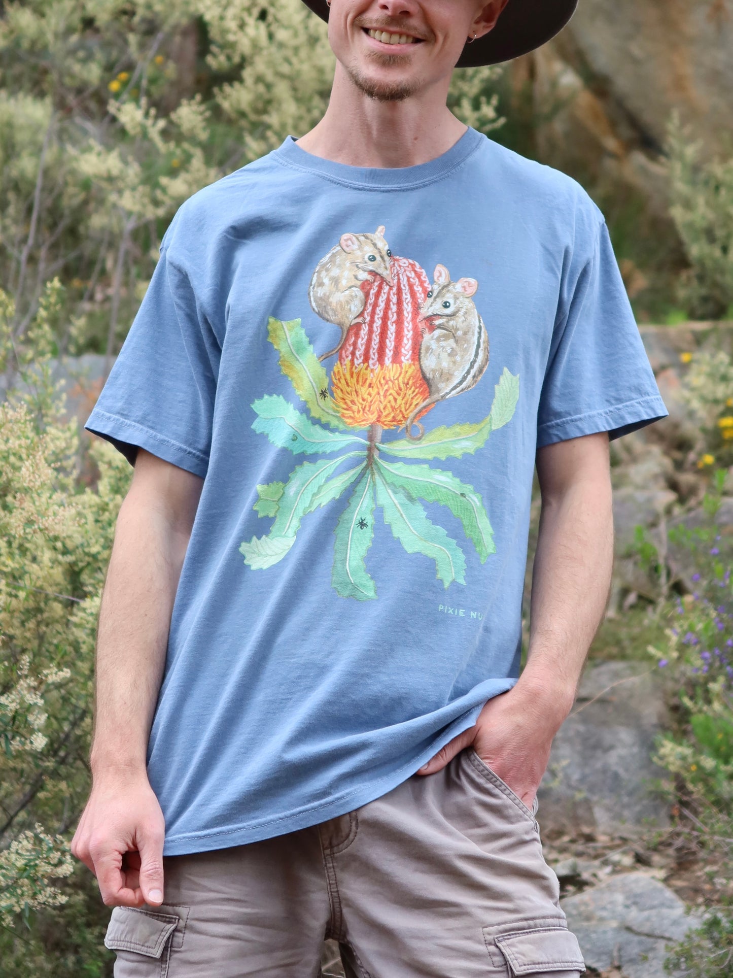 Honey Possum Tshirt (Blue Jean) ~ PREORDER