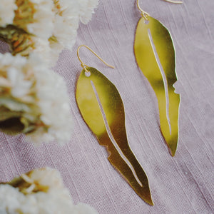 Gum Leaf Earrings - Gold