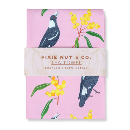 Magpie Wattle Australian Tea Towel