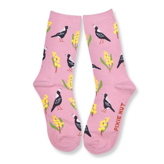 Magpie Wattle Australian Bird Socks