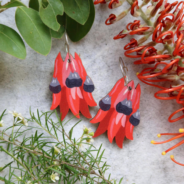 Sturt Pea Australian Wildflower Earrings