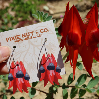 Sturt Pea Australian Wildflower Earrings