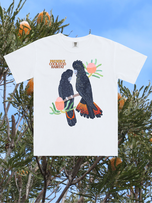 Black Cockatoo T-shirt ~ White