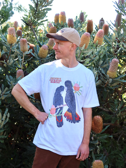 Black Cockatoo T-shirt ~ White