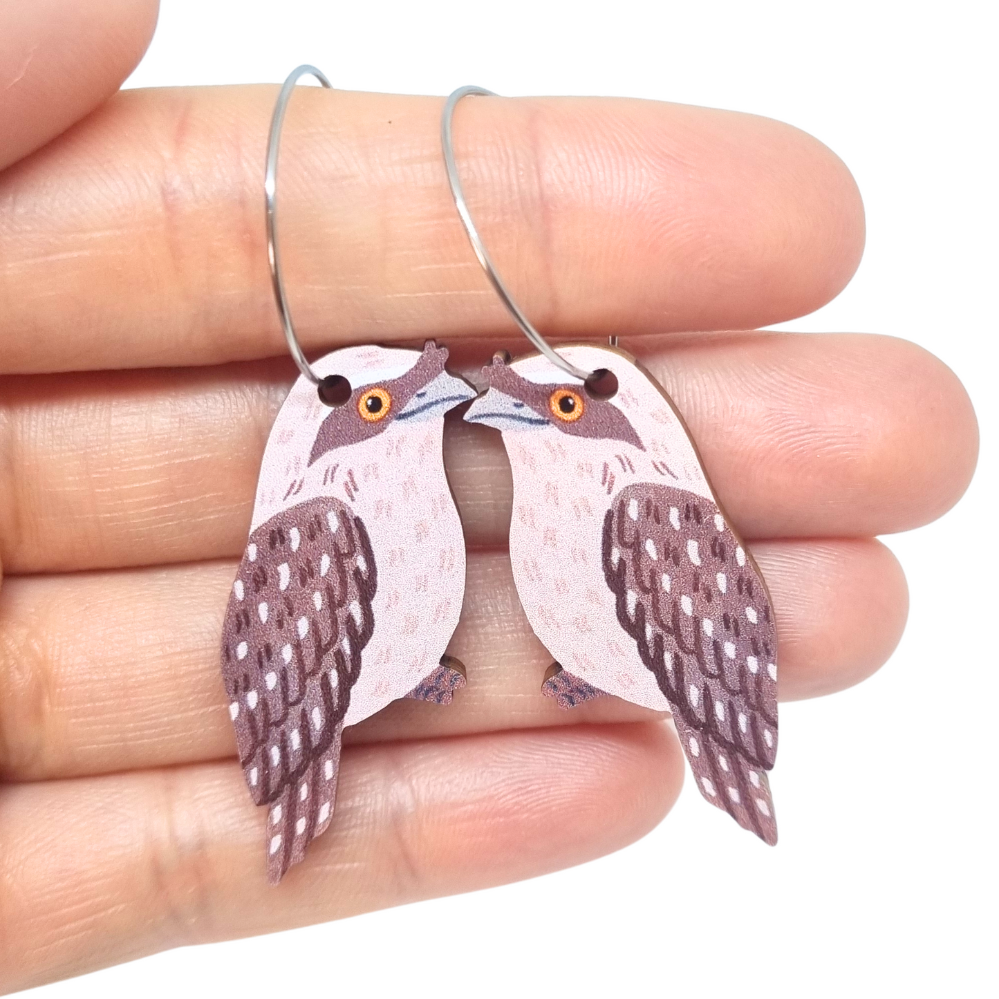 Tawny Frogmouth Australian Bird Earrings