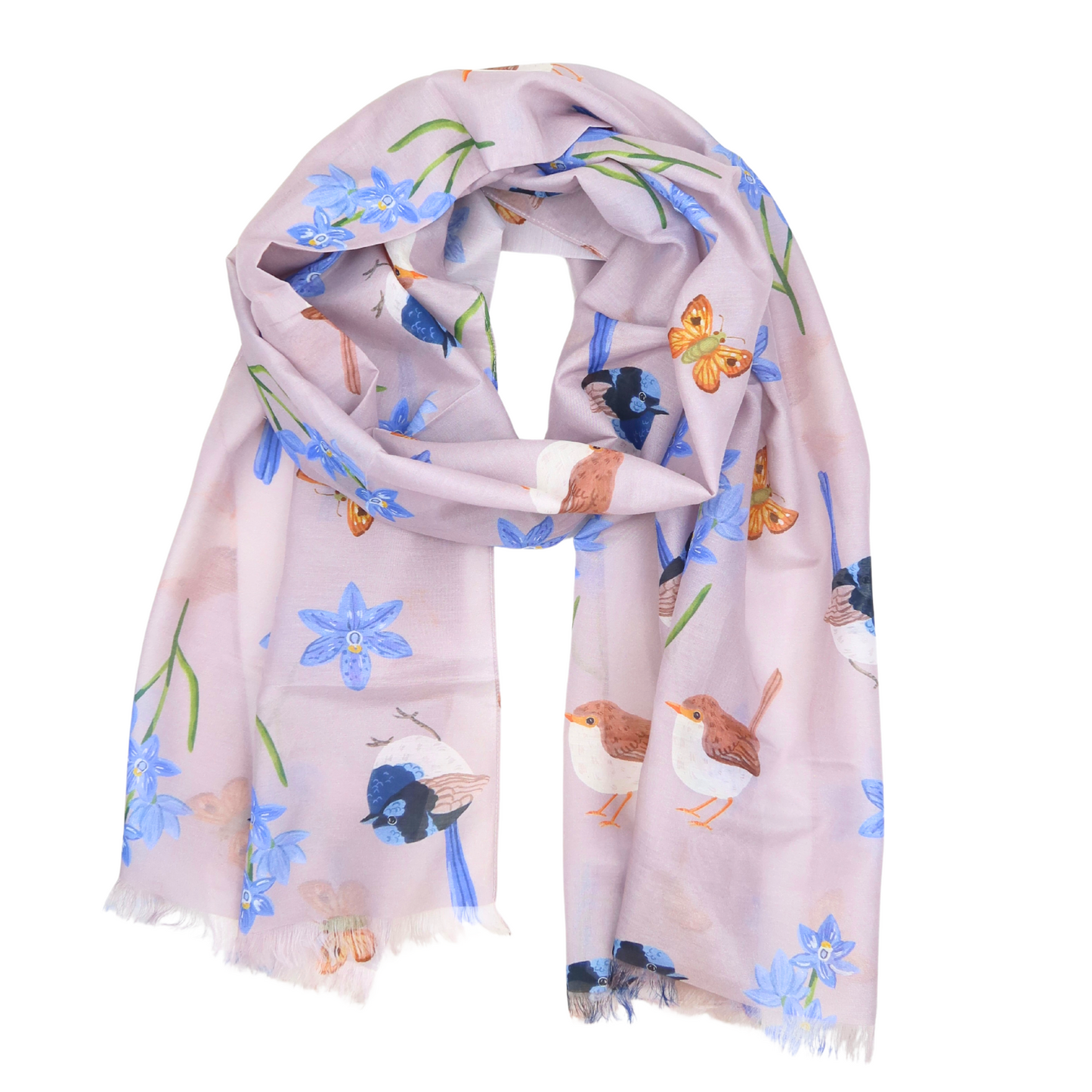 Fairy Wren Silk/Cotton Scarf