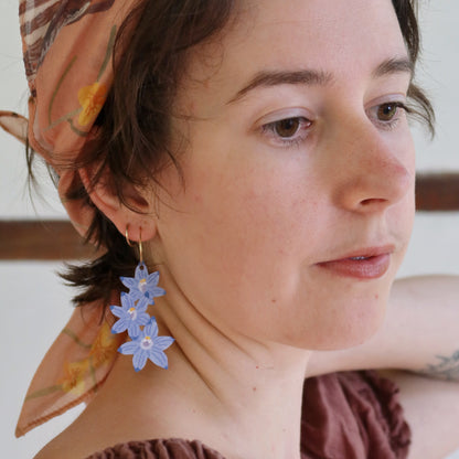 Australian wildflower Scented Sun Orchid wooden hoop earrings