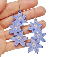 Load image into Gallery viewer, Australian wildflower Scented Sun Orchid wooden hoop earrings